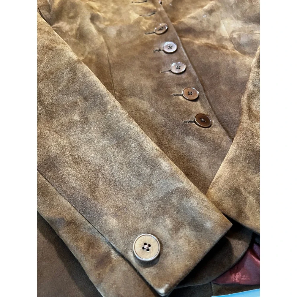 Ralph Lauren Suede Leather Blazer Jacket Women's 10 Brown Label Black Vintage - Picture 6 of 13